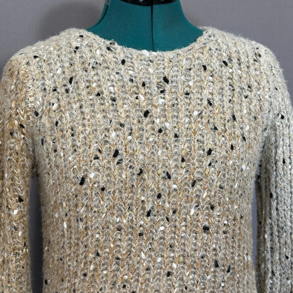 GXF Collection Women Tan Gold Metallic Confetti Chunky Knit‎ Sweater XS